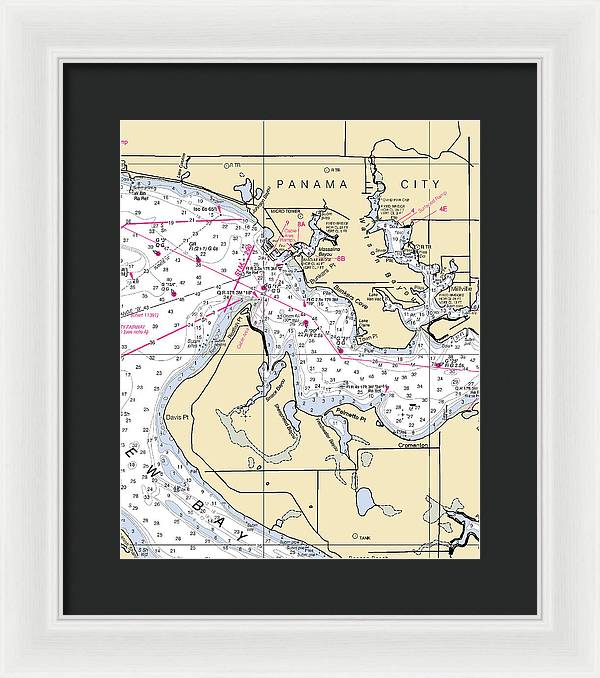 Panama City-florida Nautical Chart - Framed Print