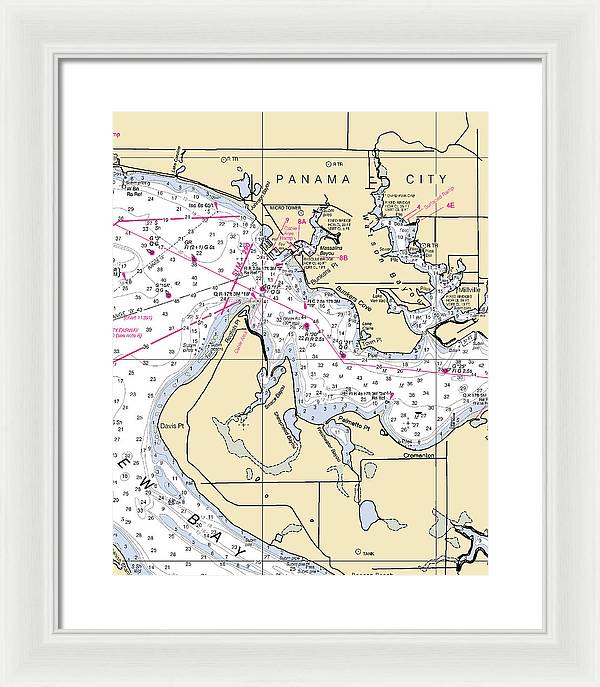 Panama City-florida Nautical Chart - Framed Print