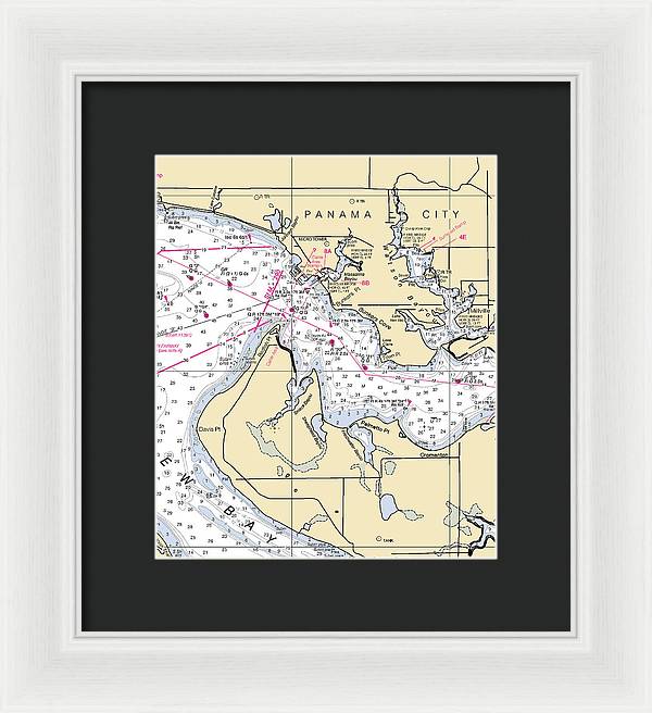 Panama City-florida Nautical Chart - Framed Print