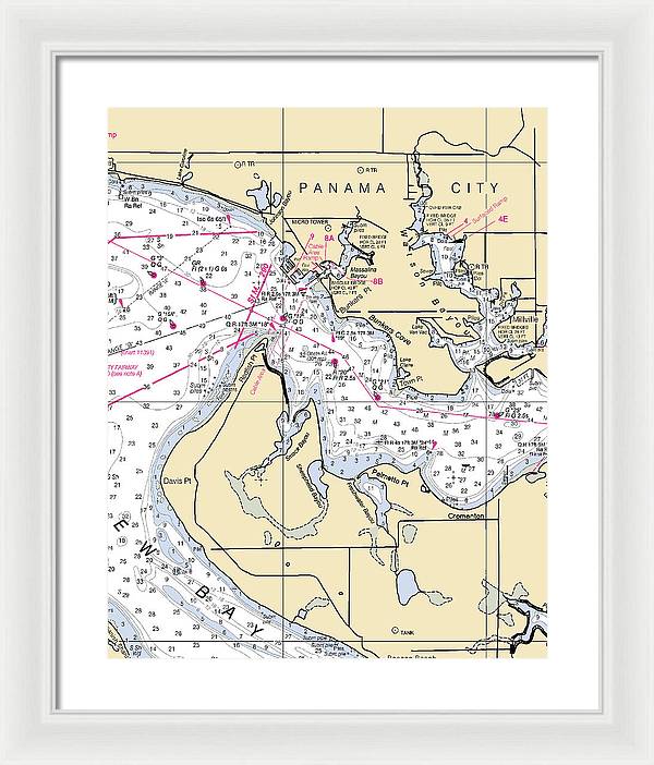 Panama City-florida Nautical Chart - Framed Print