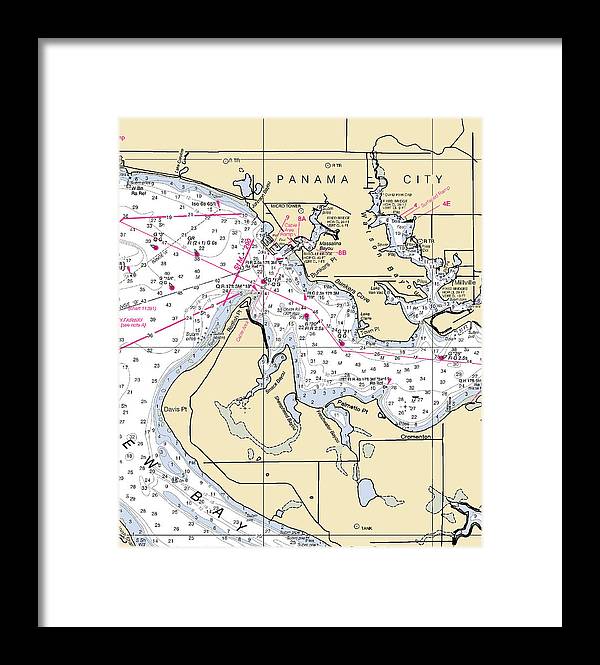 Panama City-florida Nautical Chart - Framed Print