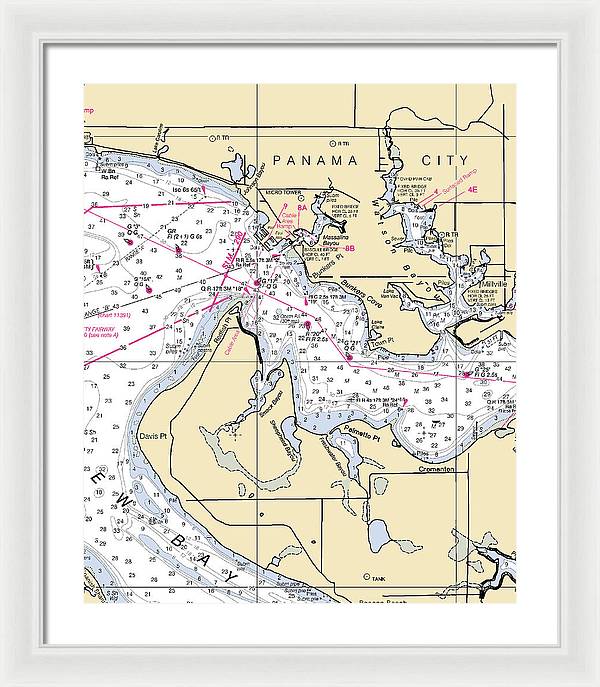 Panama City-florida Nautical Chart - Framed Print