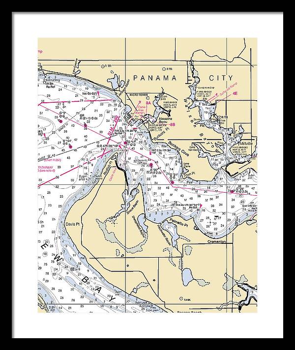 Panama City-florida Nautical Chart - Framed Print