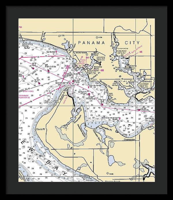 Panama City-florida Nautical Chart - Framed Print