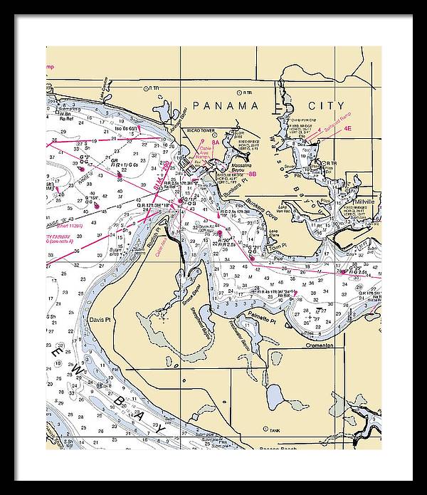 Panama City-florida Nautical Chart - Framed Print