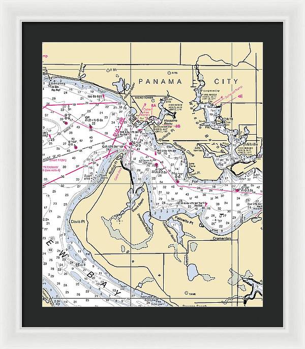 Panama City-florida Nautical Chart - Framed Print