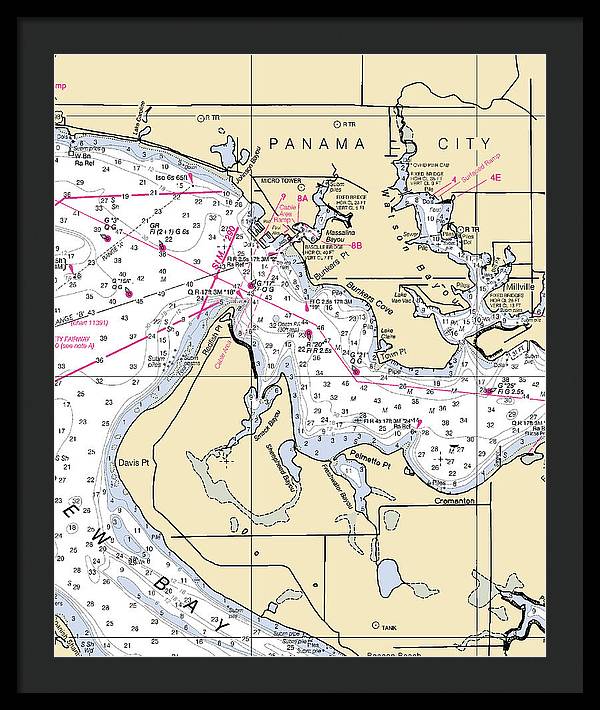 Panama City-florida Nautical Chart - Framed Print