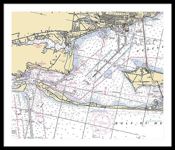 Pensacola-florida Nautical Chart - Framed Print