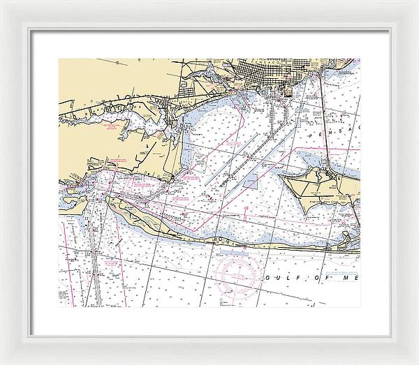 Pensacola-florida Nautical Chart - Framed Print