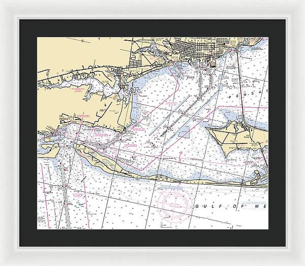 Pensacola-florida Nautical Chart - Framed Print