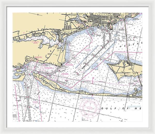 Pensacola-florida Nautical Chart - Framed Print