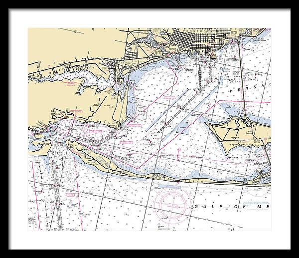 Pensacola-florida Nautical Chart - Framed Print