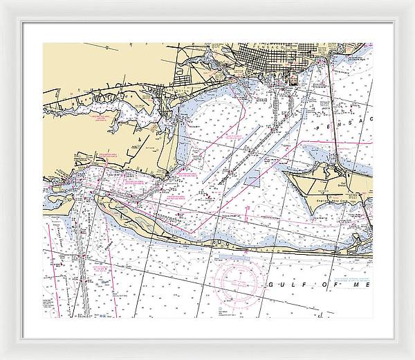 Pensacola-florida Nautical Chart - Framed Print