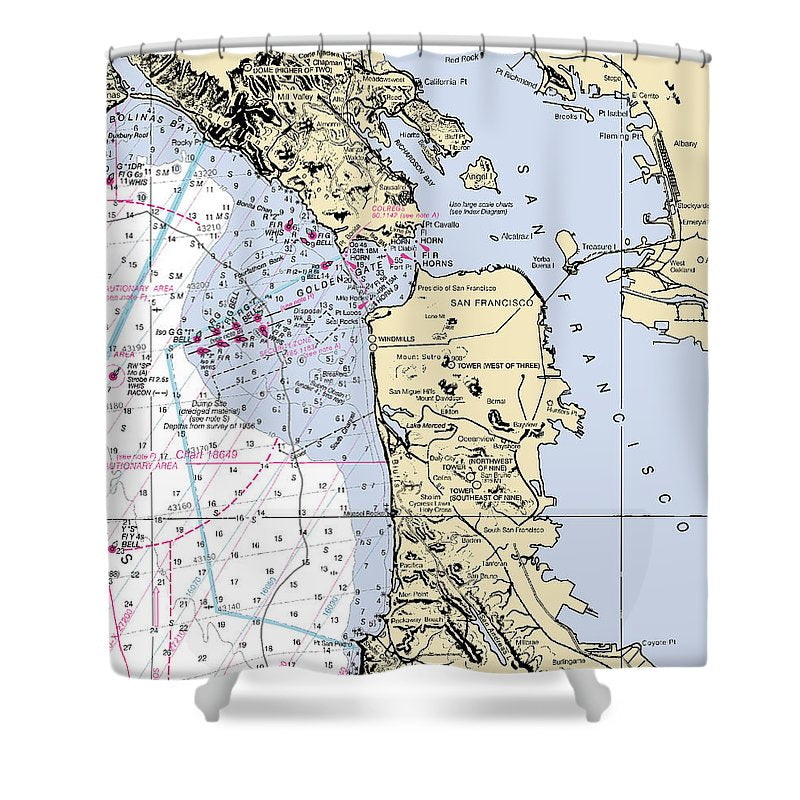 San Francisco California Nautical Chart Shower Curtain