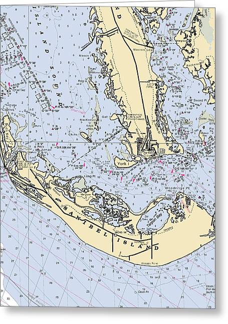 Sanibel-florida Nautical Chart - Greeting Card