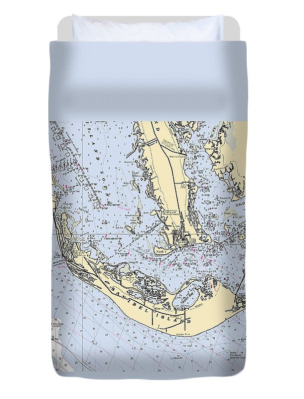 Sanibel-florida Nautical Chart - Duvet Cover