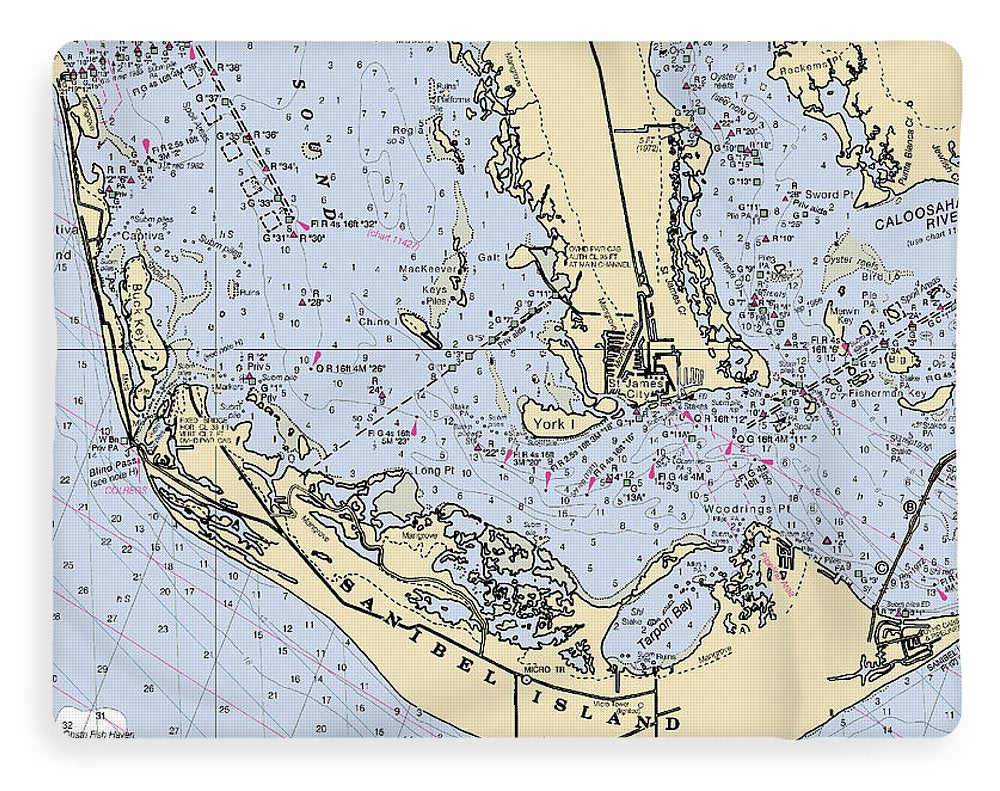 Sanibel-florida Nautical Chart - Blanket