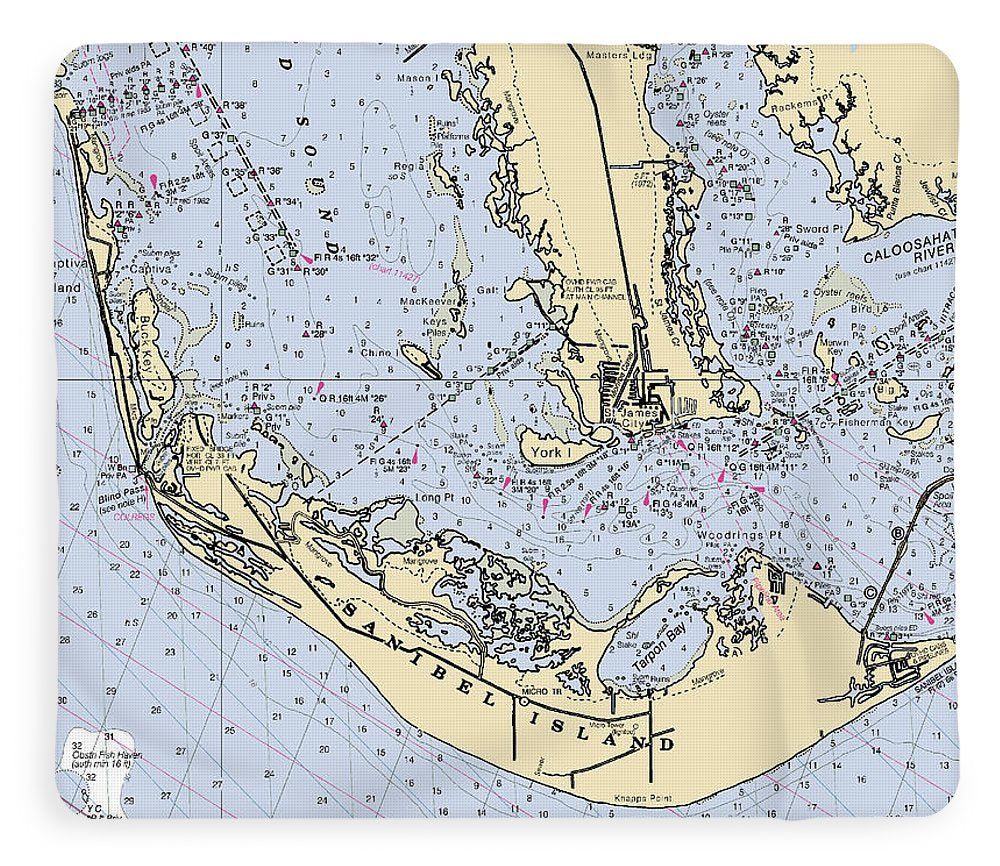 Sanibel-florida Nautical Chart - Blanket