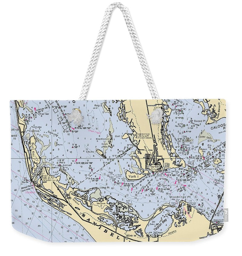 Sanibel-florida Nautical Chart - Weekender Tote Bag