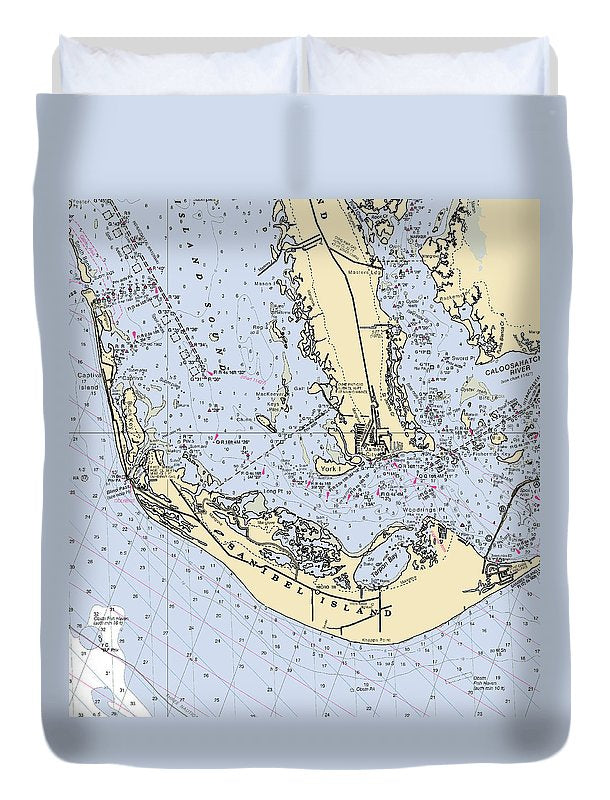 Sanibel-florida Nautical Chart - Duvet Cover