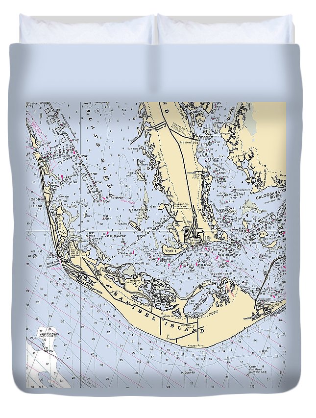 Sanibel-florida Nautical Chart - Duvet Cover