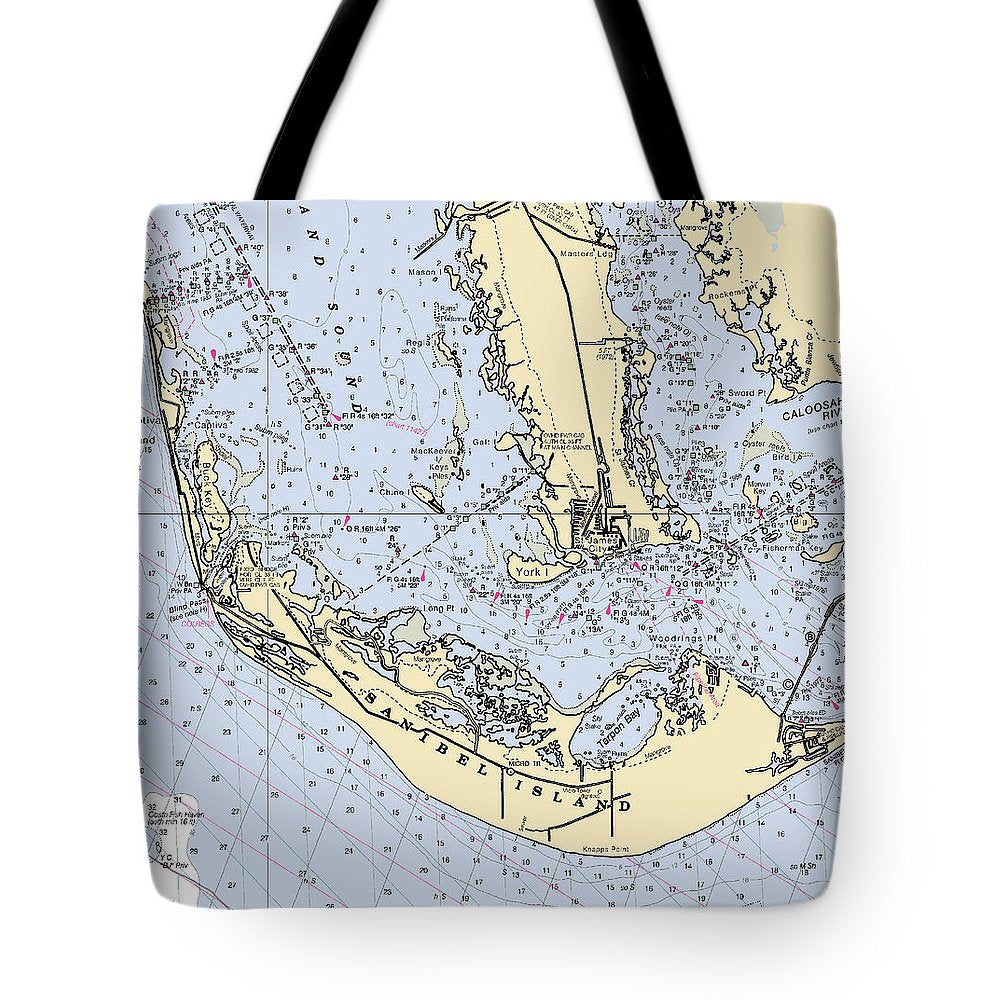 Sanibel-florida Nautical Chart - Tote Bag