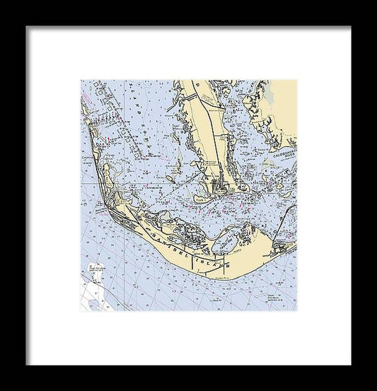 Sanibel-florida Nautical Chart - Framed Print