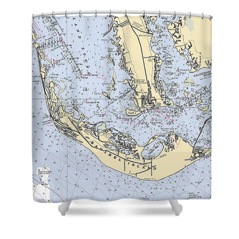 Sanibel Florida Nautical Chart Shower Curtain