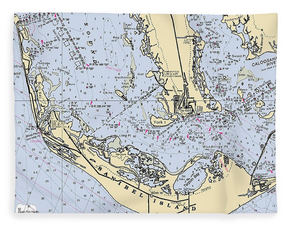 Sanibel-florida Nautical Chart - Blanket