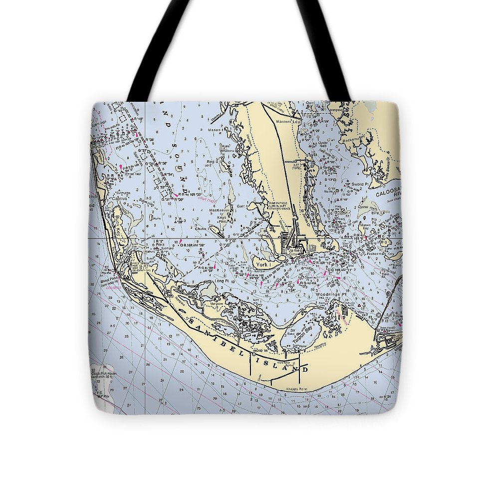 Sanibel-florida Nautical Chart - Tote Bag