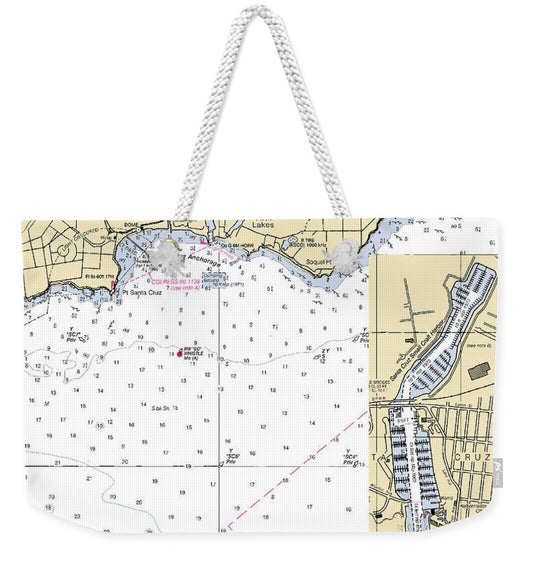Santa Cruz-california Nautical Chart - Weekender Tote Bag