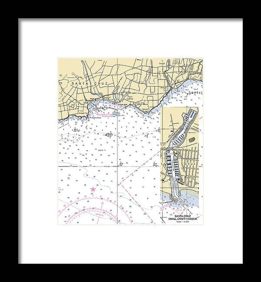 Santa Cruz-california Nautical Chart - Framed Print