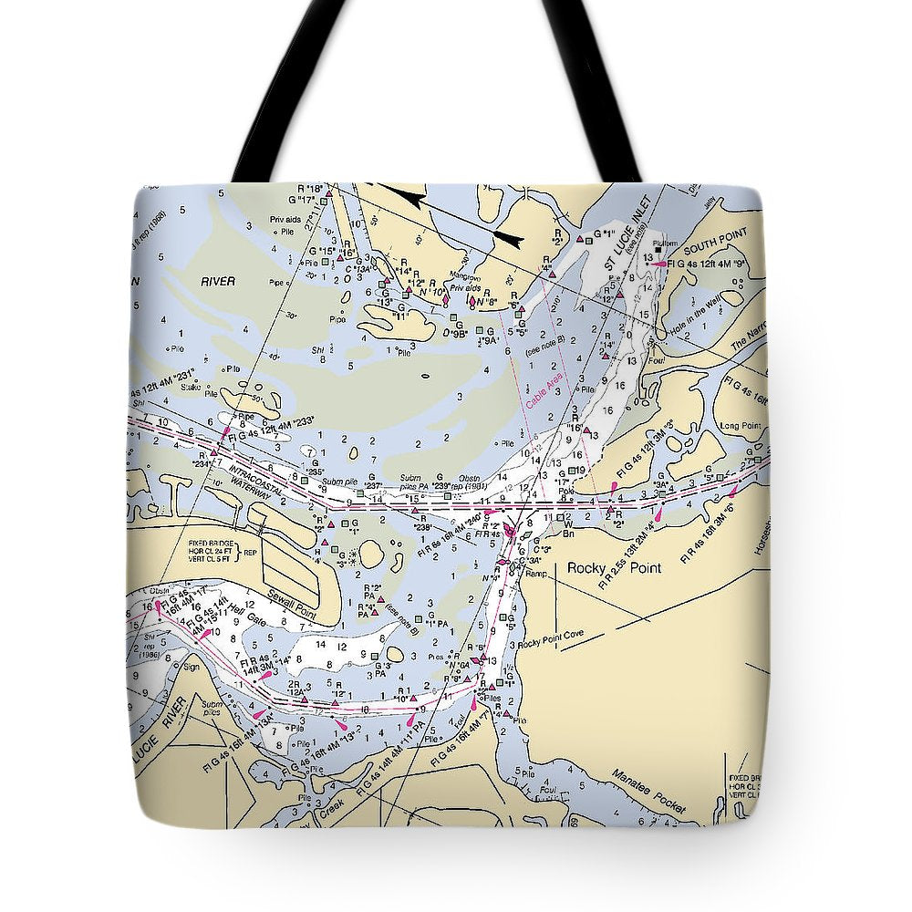 St Lucie Inlet-florida Nautical Chart - Tote Bag