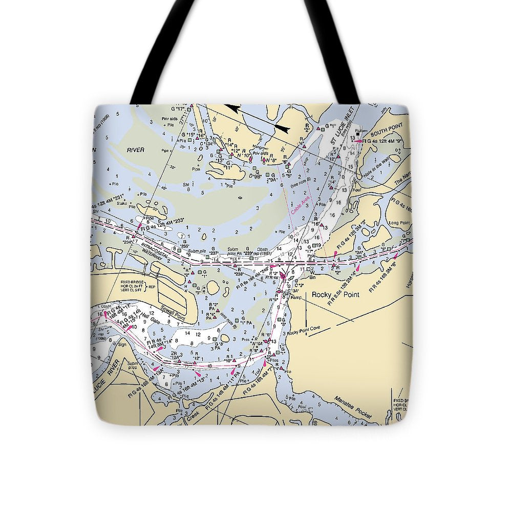 St Lucie Inlet-florida Nautical Chart - Tote Bag