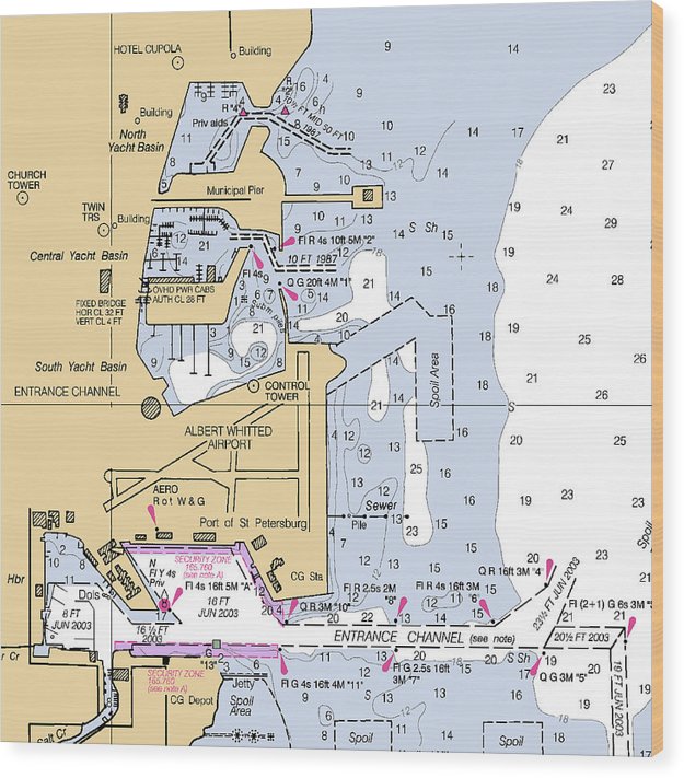 St Petersburg-Florida Nautical Chart Wood Print