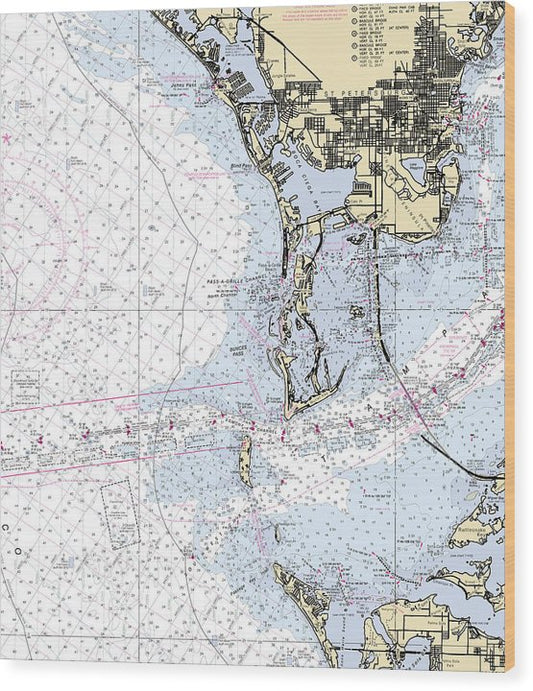 Tampa Bay-Florida Nautical Chart Wood Print
