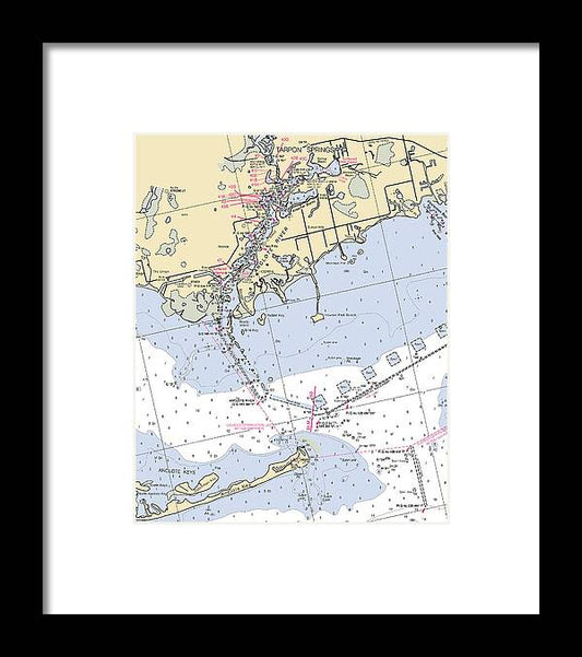 Tarpon Springs-florida Nautical Chart - Framed Print