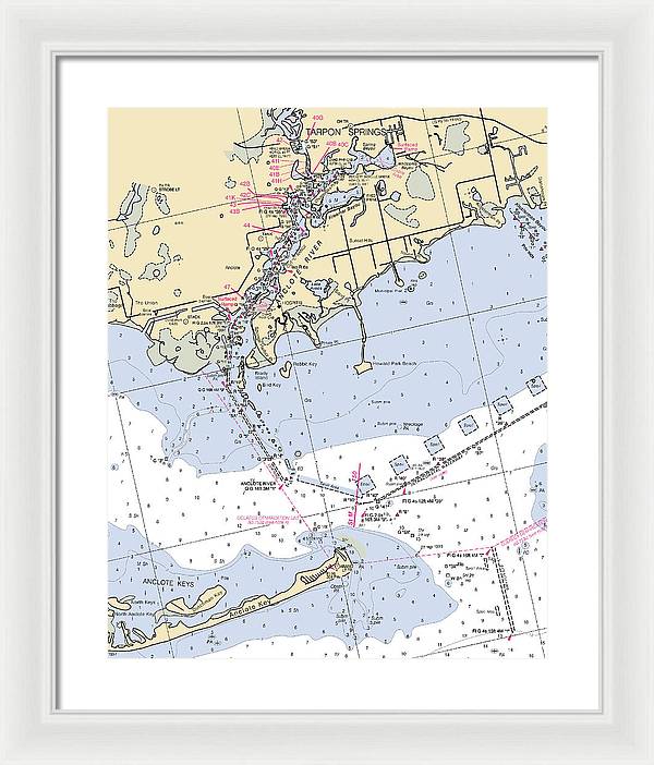 Tarpon Springs-florida Nautical Chart - Framed Print