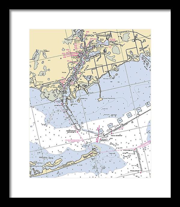 Tarpon Springs-florida Nautical Chart - Framed Print