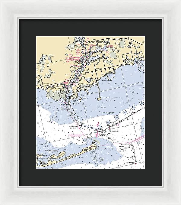 Tarpon Springs-florida Nautical Chart - Framed Print