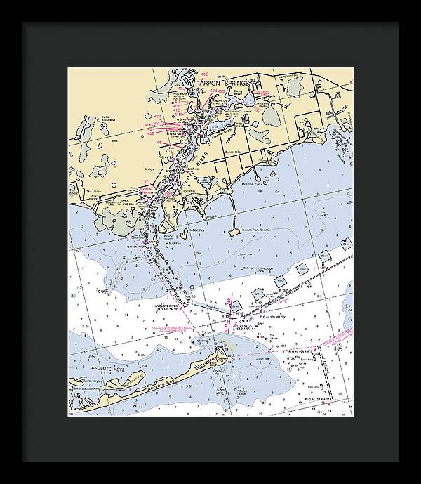 Tarpon Springs-florida Nautical Chart - Framed Print