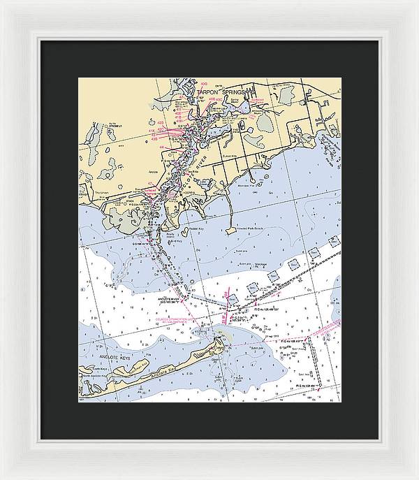 Tarpon Springs-florida Nautical Chart - Framed Print