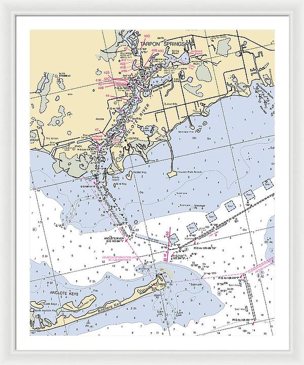 Tarpon Springs-florida Nautical Chart - Framed Print