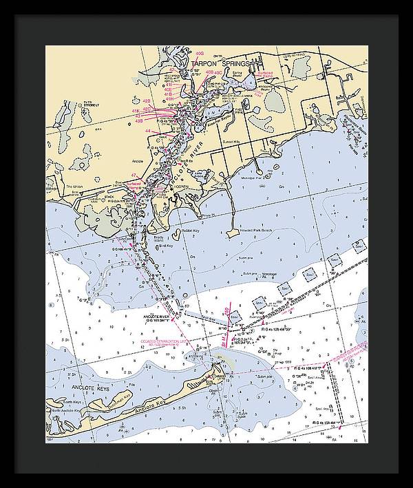 Tarpon Springs-florida Nautical Chart - Framed Print