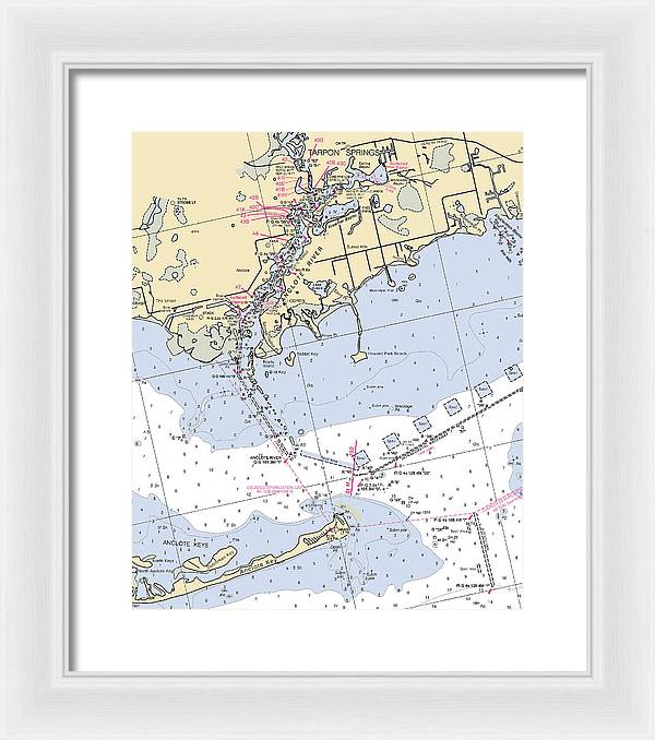 Tarpon Springs-florida Nautical Chart - Framed Print