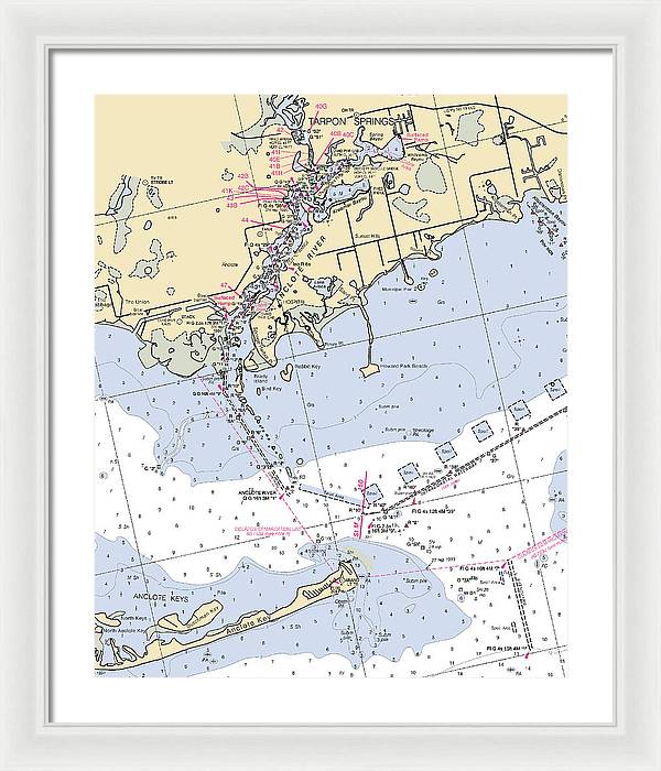 Tarpon Springs-florida Nautical Chart - Framed Print