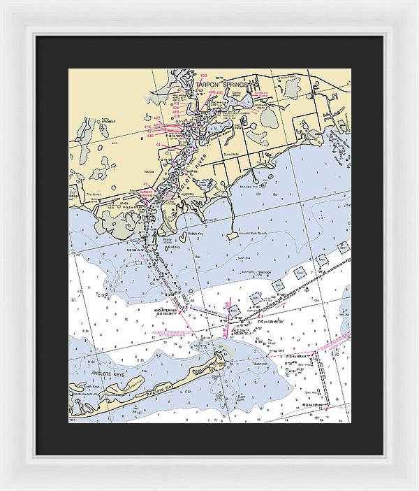 Tarpon Springs-florida Nautical Chart - Framed Print