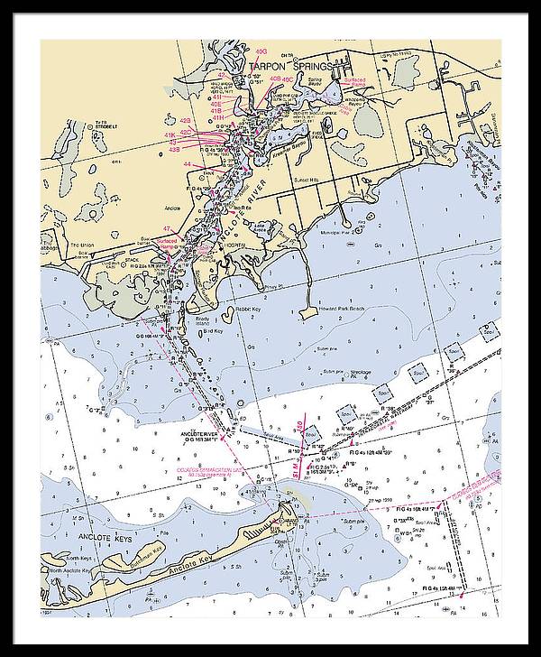 Tarpon Springs-florida Nautical Chart - Framed Print