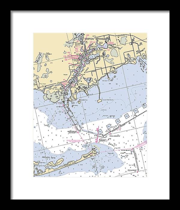 Tarpon Springs-florida Nautical Chart - Framed Print