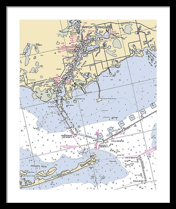 Tarpon Springs-florida Nautical Chart - Framed Print